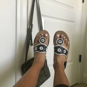 Jack Rogers navy and white sandals s